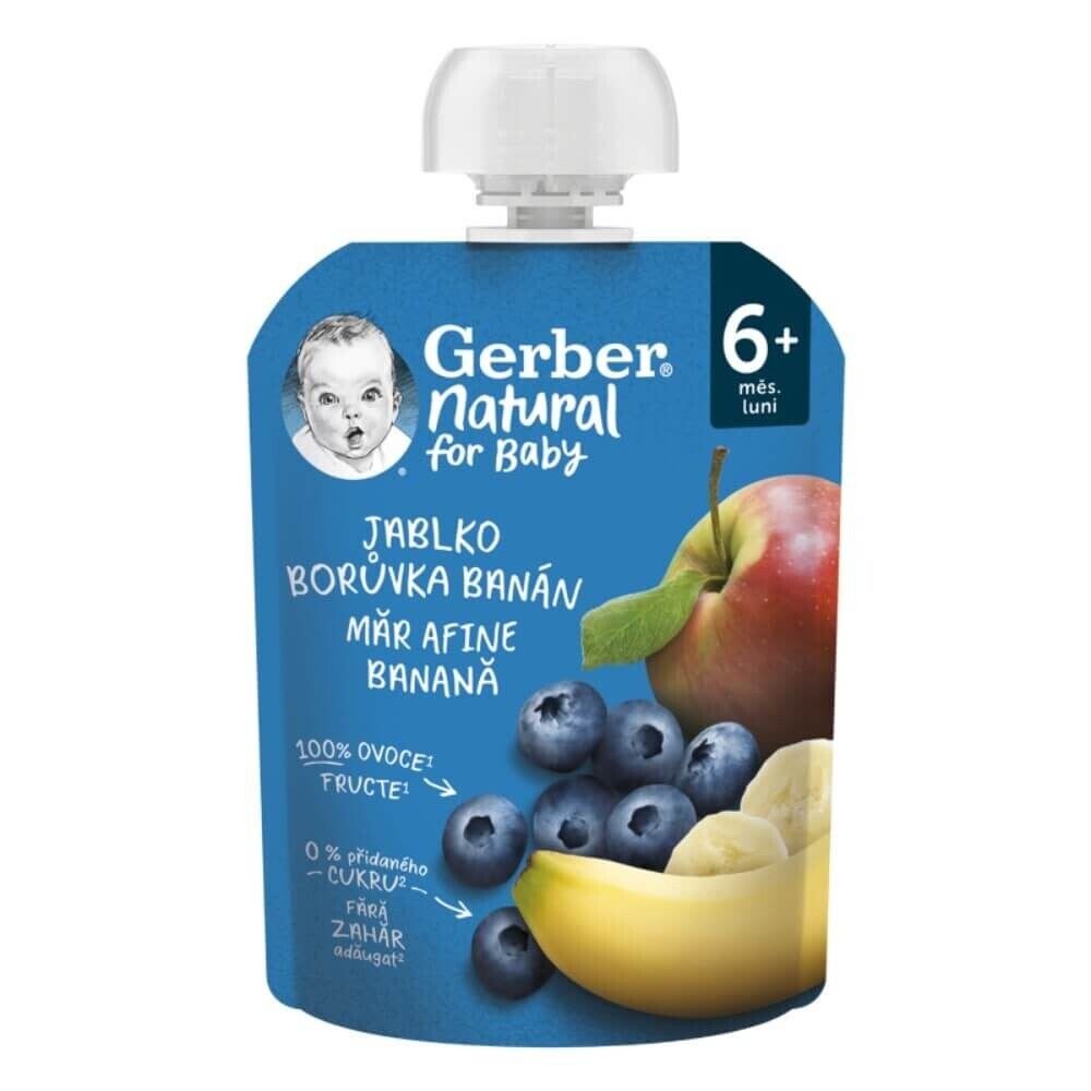 GERBER®  Natural pire od jabuke, borovnica i banane, 90 g