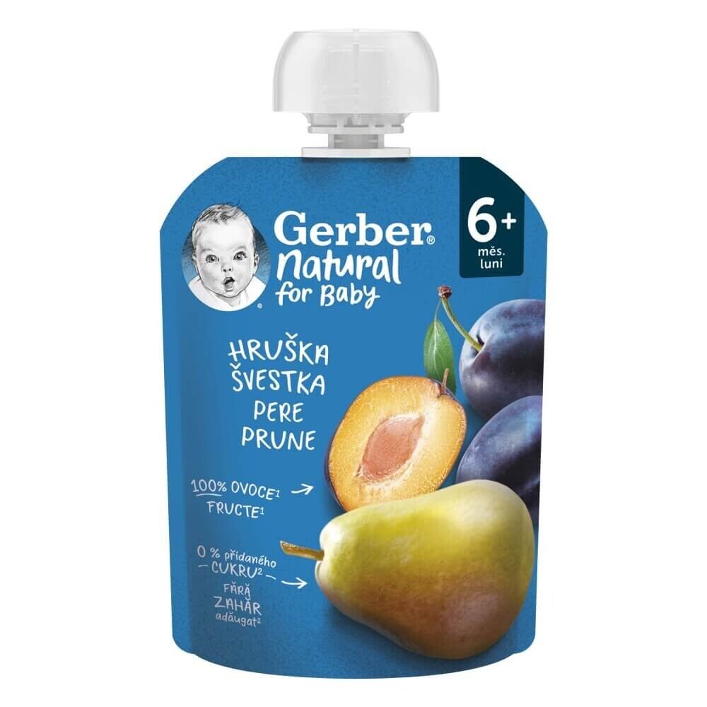 GERBER® Natural pire od krušaka i šljiva, 90 g