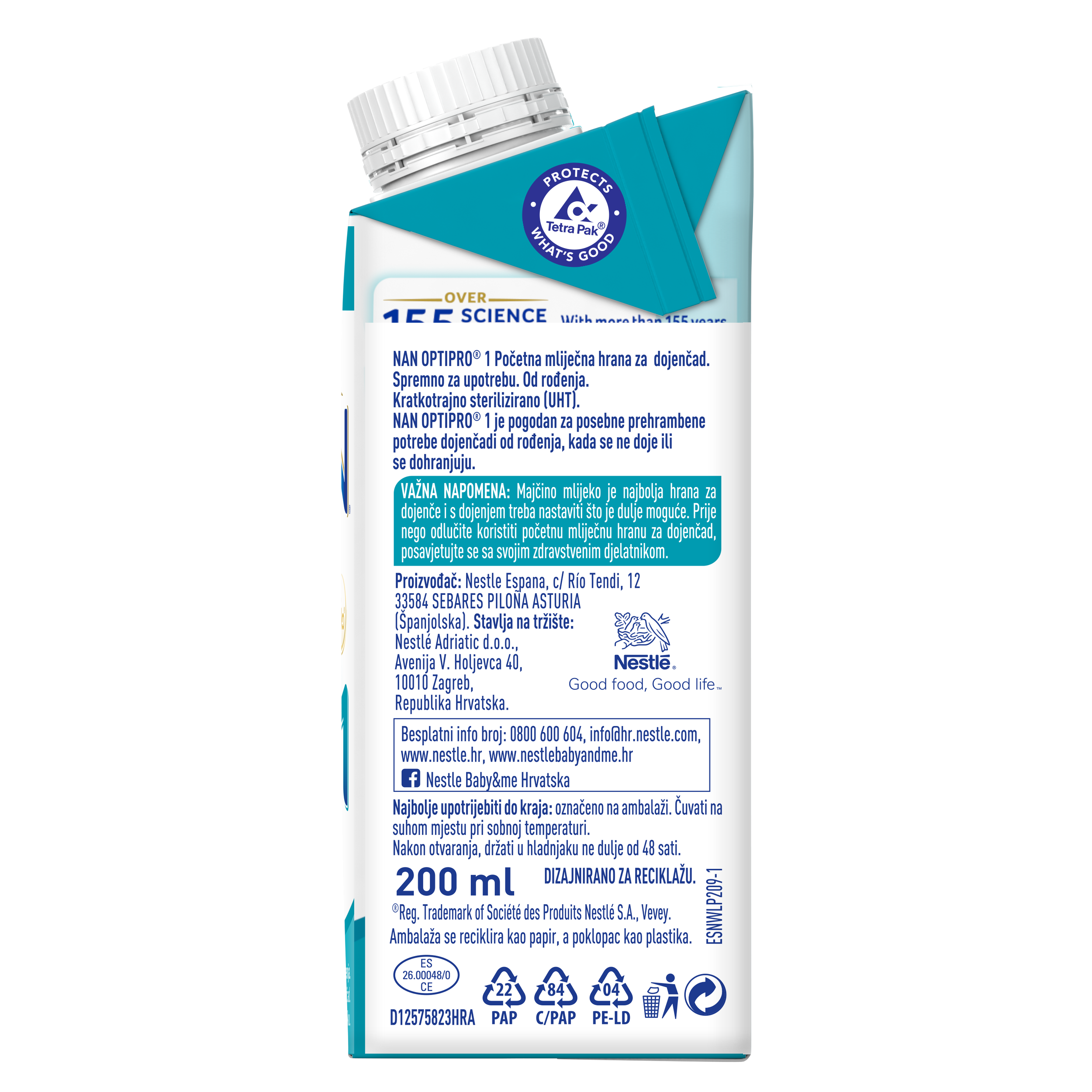 Nestlé NAN OPTIPRO® 1 5HM-O, Početna mliječna hrana za dojenčad