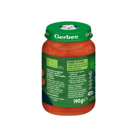 Gerber Kašica za bebe i malu djecu s povrćem i puretinom u umaku od rajčice, od 6 mjeseci, 190g