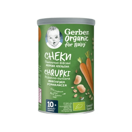 Gerber Organic snack od pšenice i zobi s mrkvom i narančom, 35g