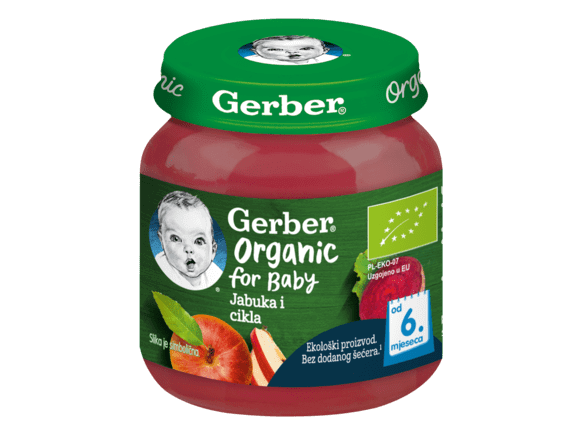 Gerber voćna kašica za bebe s jabukom, breskvom i marelicom, od 6 mjeseci, 125g