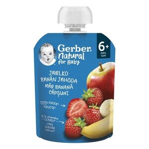 GERBER® Natural pire od jabuke, banane i jagoda, 90 g