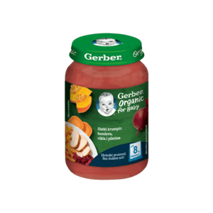Gerber kašica za bebe i malu djecu sa slatkim krumpirom, bundevom, ciklom i piletinom, od 8 mjeseci, 190g