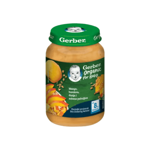 Gerber kašica za bebe i malu djecu s mangom, bundevom, dunjom i zobenim pahuljicama, od 8 mjeseci 190g