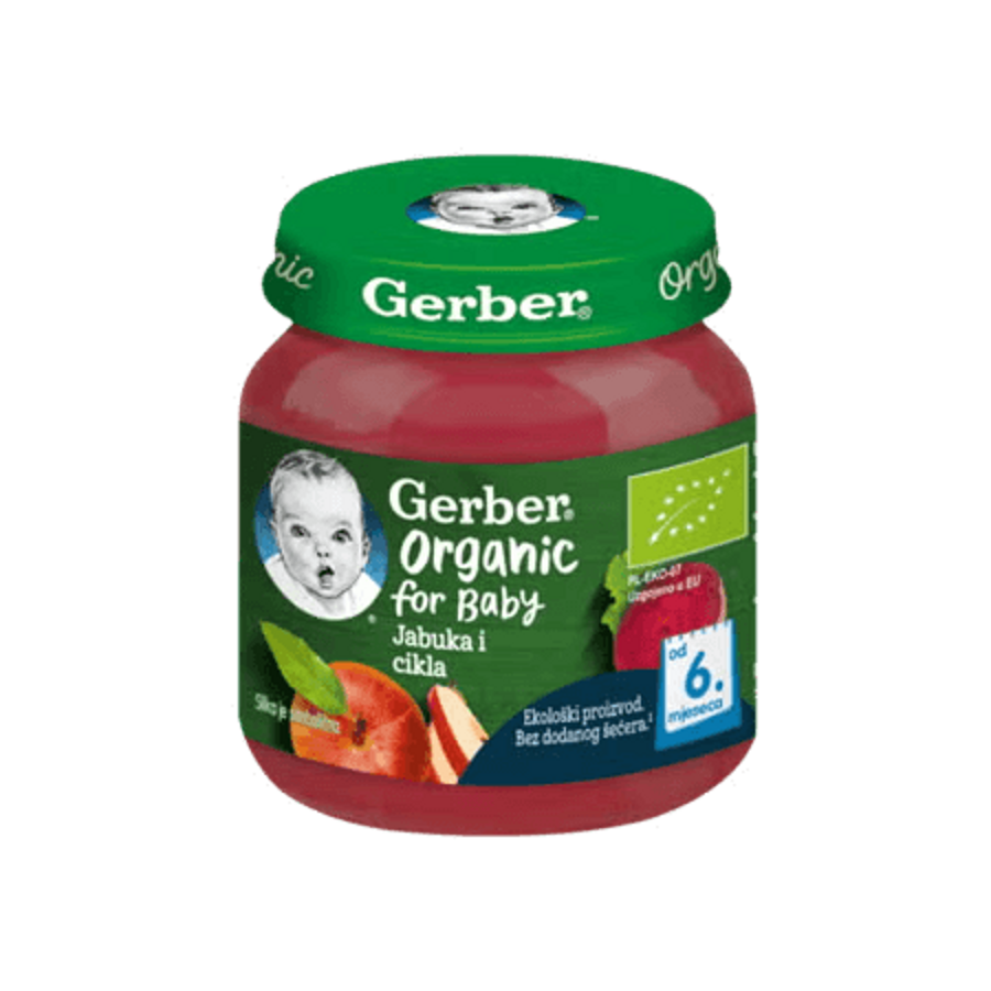 Gerber voćna kašica za bebe i malu djecu s jabukom i ciklom, od 6 mjeseci, 125g