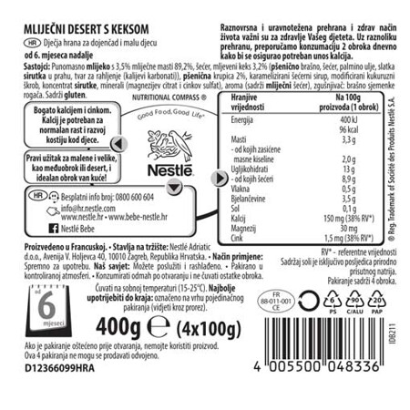 YOGOLINO, mliječni desert s keksom