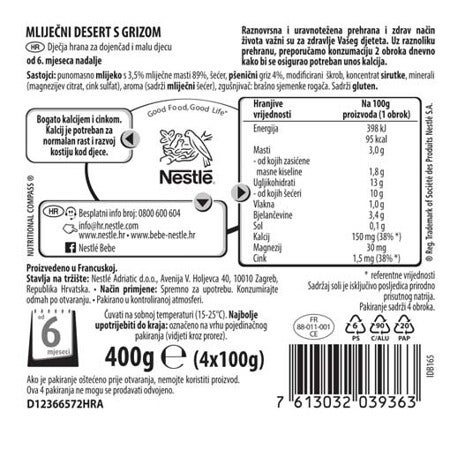 YOGOLINO, mliječni desert s grizom