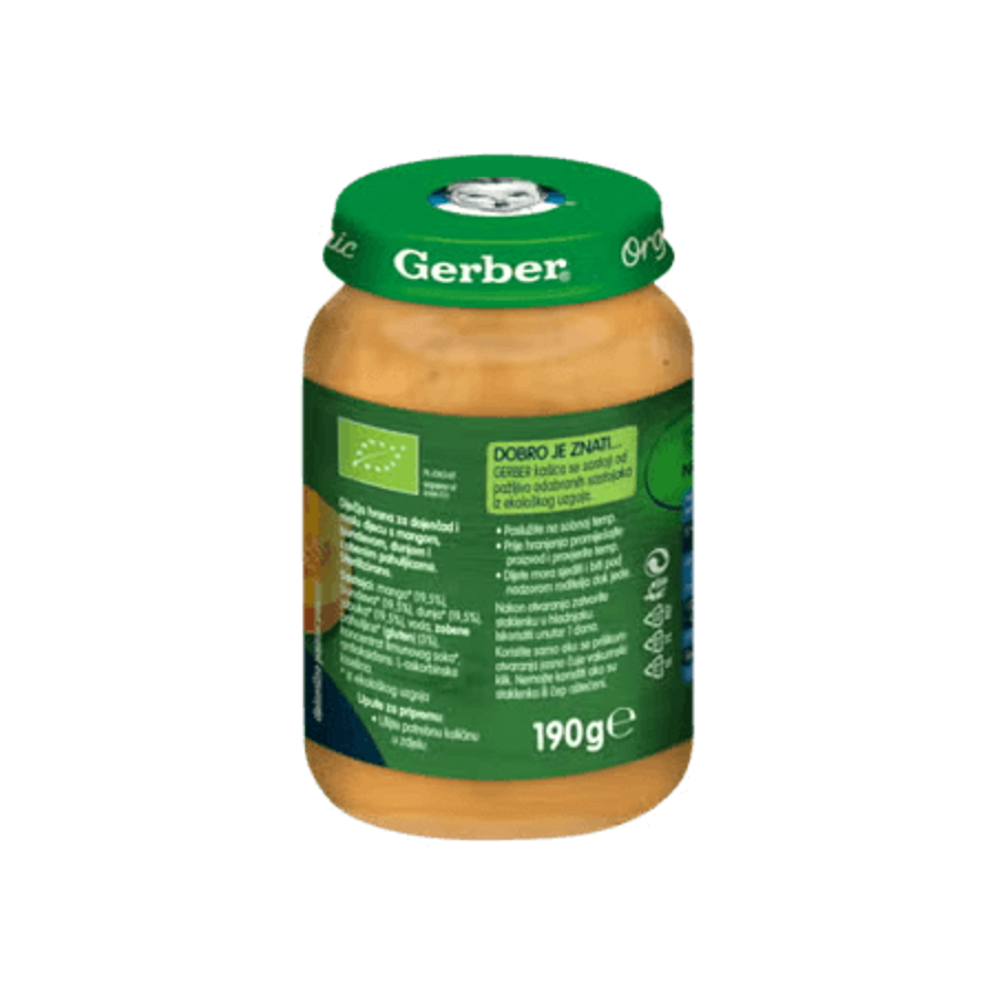 Gerber kašica za bebe i malu djecu s mangom, bundevom, dunjom i zobenim pahuljicama, od 8 mjeseci 190g