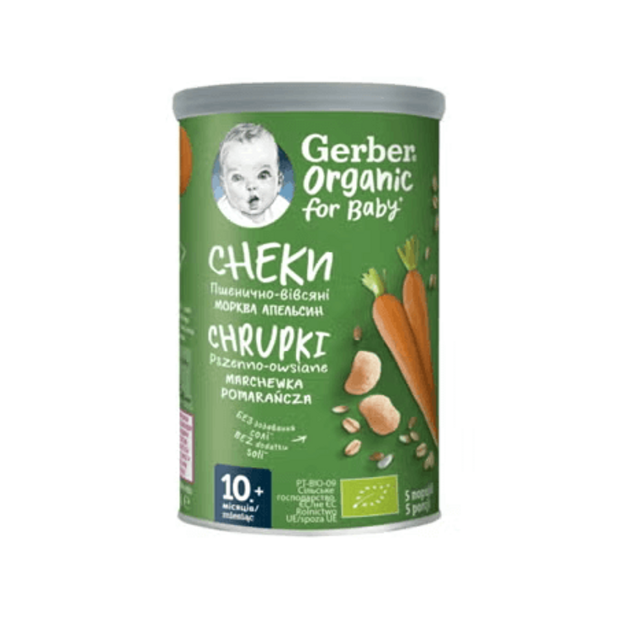 Gerber Organic snack od pšenice i zobi s mrkvom i narančom, 35g