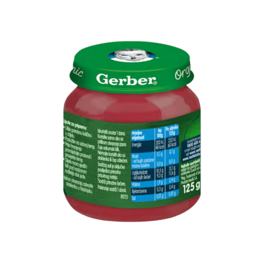 Gerber voćna kašica za bebe i malu djecu s jabukom i ciklom, od 6 mjeseci, 125g