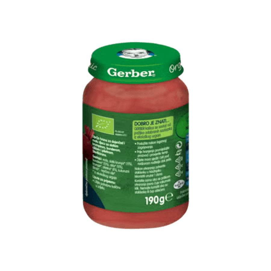 Gerber kašica za bebe i malu djecu sa slatkim krumpirom, bundevom, ciklom i piletinom, od 8 mjeseci, 190g